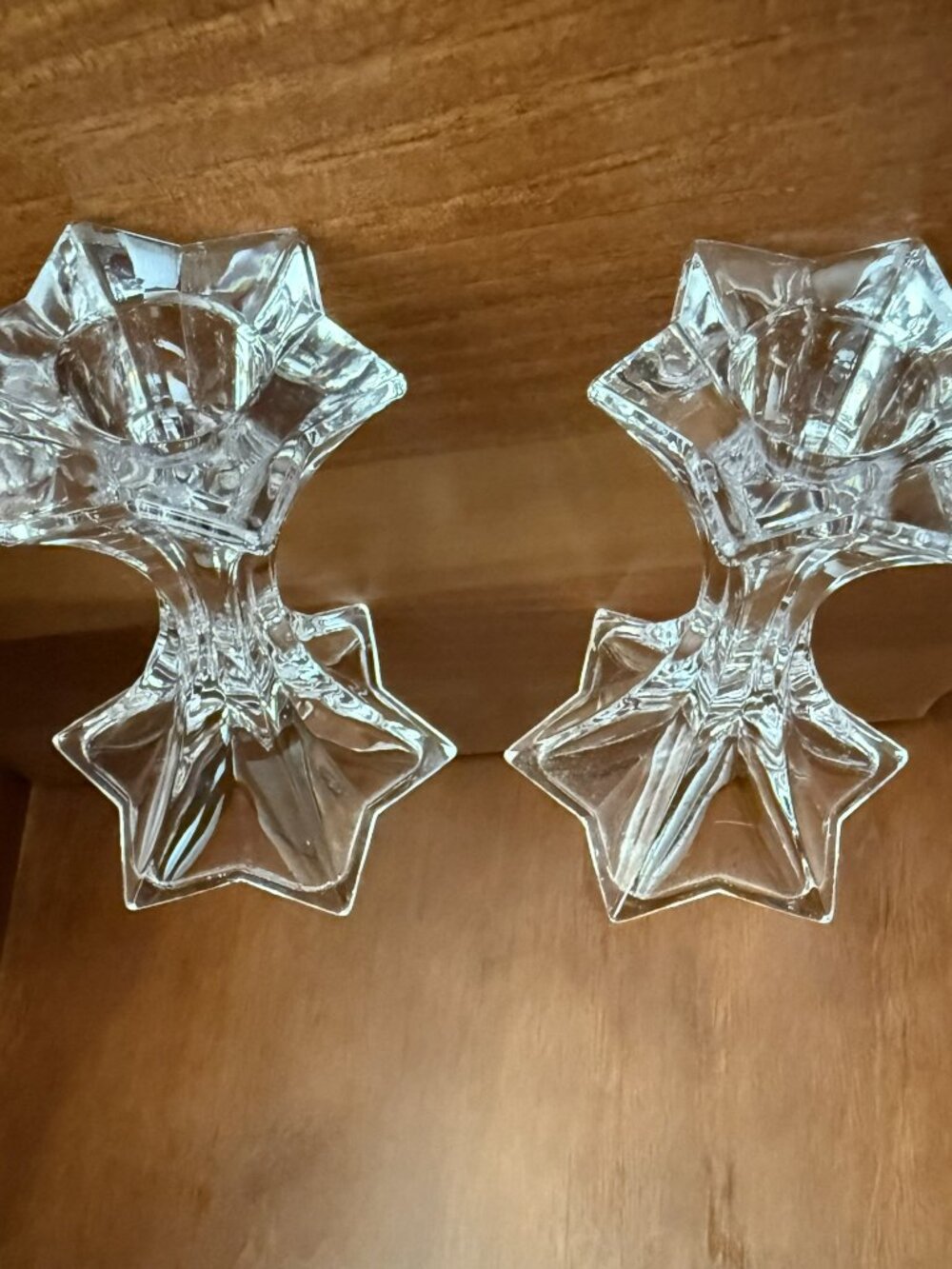 Mikasa Austria Firestar Crystal Star Shaped Candle Sticks Holder Set - Picture 4 of 5